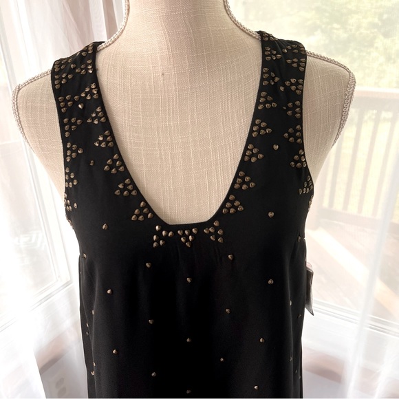 Free People Soho Studded Sleeveless V  Neck Mini Dress Black Size 0 NWT - Picture 6 of 16